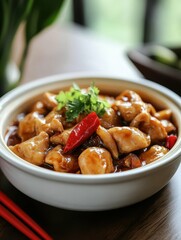 ultra quality picture of copy space with cooked chinese dish