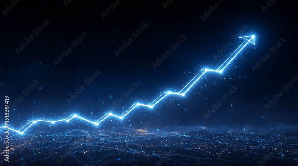 Aufkleber a business chart with a blue growth graph and data diagram is set against a financial presentation b