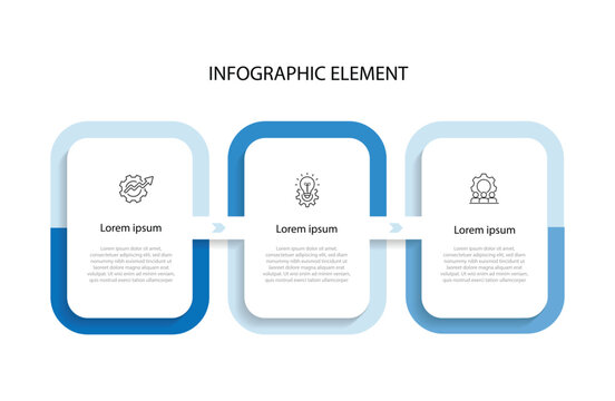 Infographic template element. Business presentation with 3 step process. Vector concept with icon and paper style.