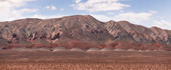 Beautiful mountains with red soil in Khizi. Azerbaijan.