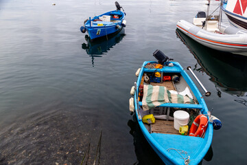 Obraz premium Seaside of Tyrrhenian sea with boats and yachts in Castellammare city near Naples