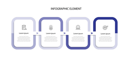 Design template infographic. 4 step columns with icons. Timeline process infograph for presentation, worksheet, visualization and web graphic design 