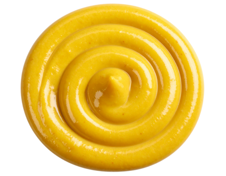 Mustard Drizzle Swirl with Natural Texture, Top View, isolated on transparent background