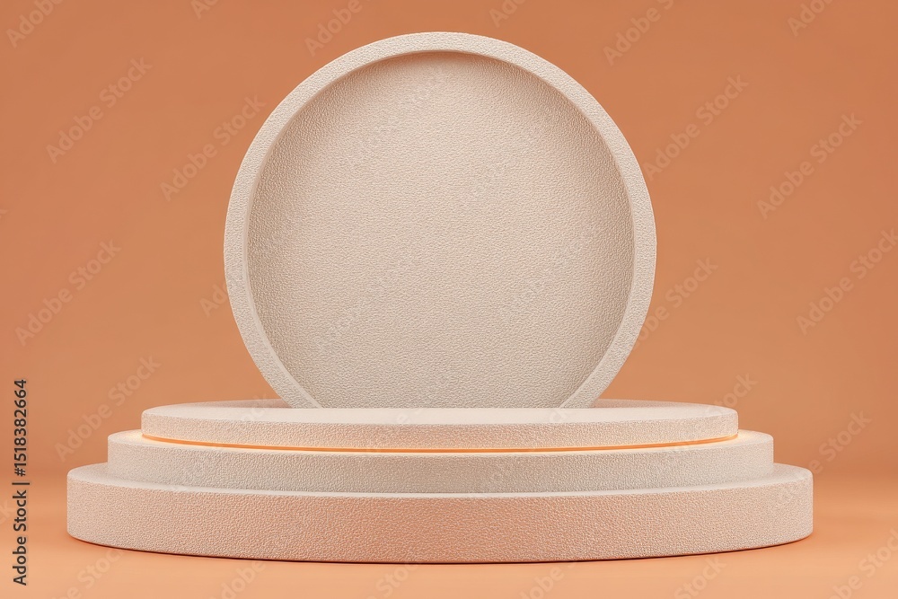 Poster the scene is set with a minimal stone pedestal podium product on a 3d rock display stage with a blan