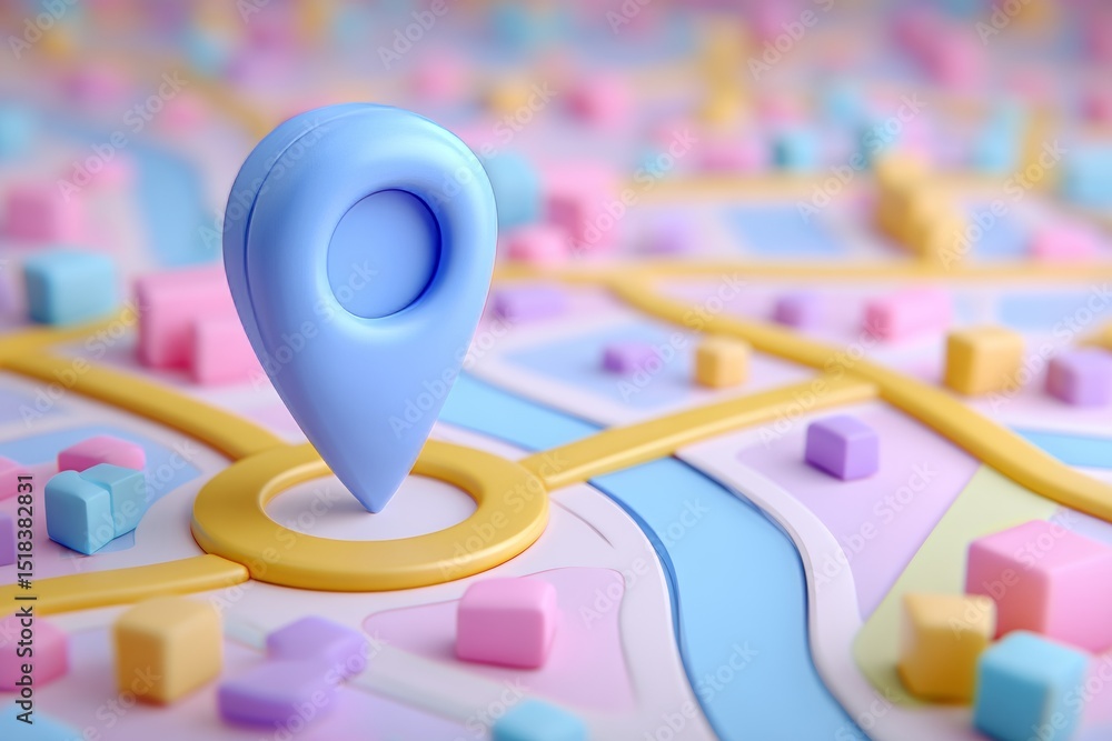 Poster the concept of a gps navigation system is represented by a 3d map with a blue background, a travel p