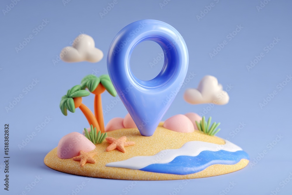 Poster a 3d map with a gps navigation pin and travel pointer icon on a blue background symbolizes a global 