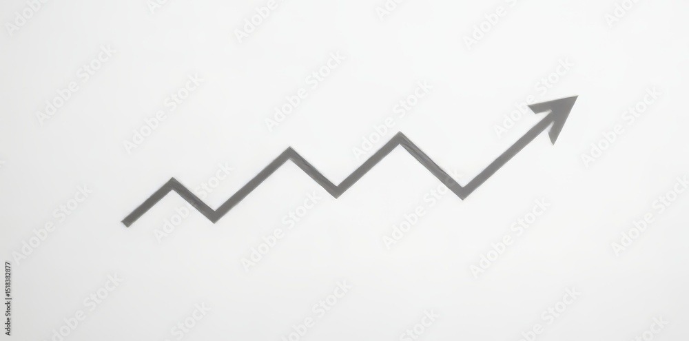 Poster isolated white background features a 3d direction icon of a growth up arrow chart symbolizing succes
