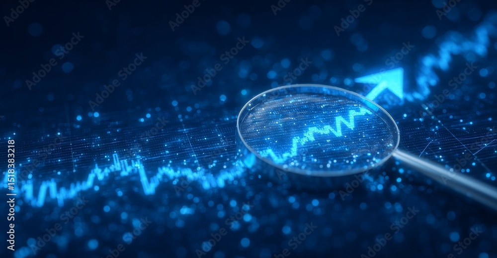 Poster financial technology and digital data diagrams form the background of a 3d business graph, analyzing