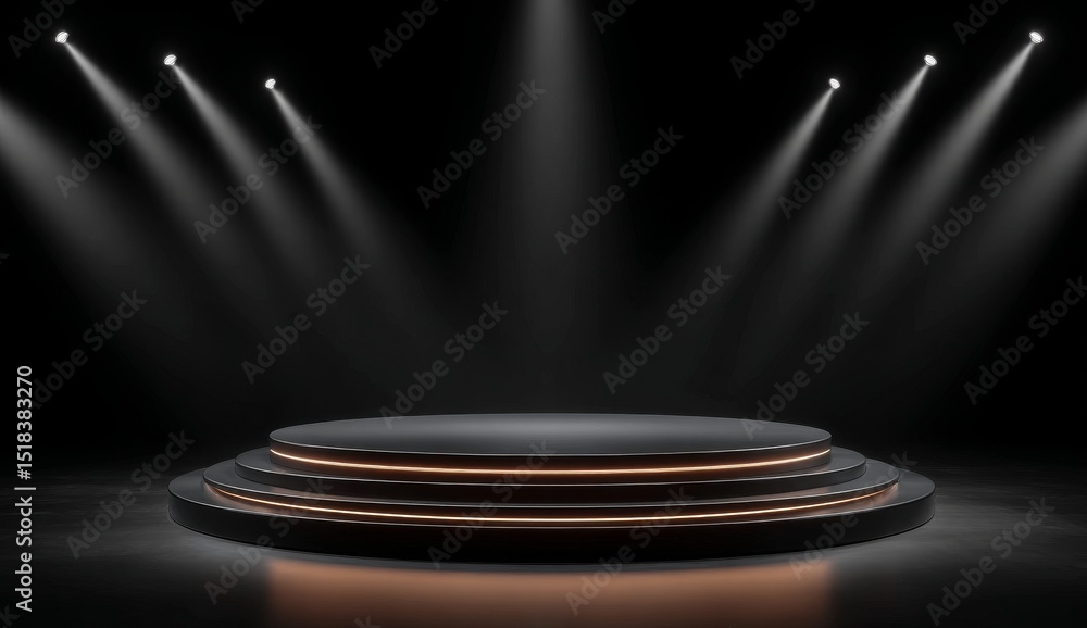 Aufkleber a blank presentation background with a 3d stage scene featuring a black product stand and empty podi
