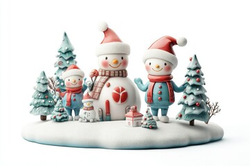 Sharp Image of Whimsical Holiday Moments Isolated on White Background, Depth of Field