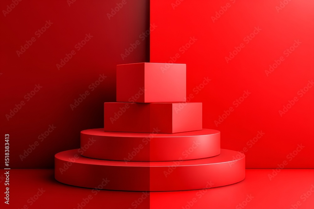 Aufkleber the stage display is set on a 3d geometric platform scene with a red podium background product, comp