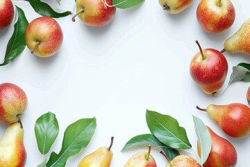 Juicy Fresh Pears Isolated on White Background Creative Banner Copyspace Image