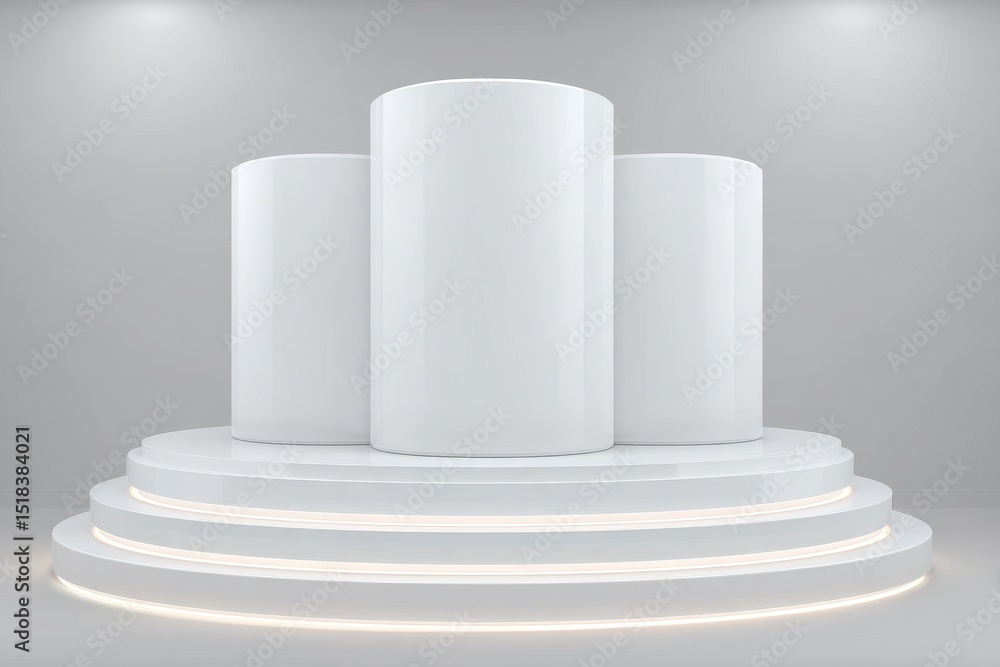 Poster a 3d podium background with a minimal geometric platform base or empty presentation round stand mock