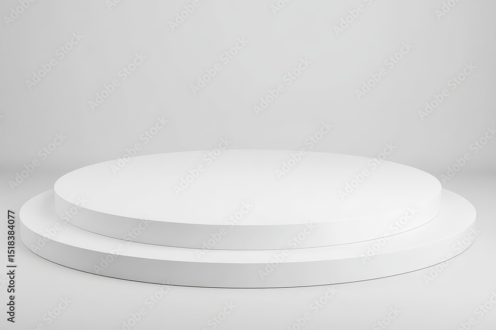 Poster modern white podium with a levitation effect is isolated on a 3d background featuring an empty pedes