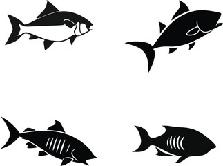 Black Fish Silhouettes, fish vector