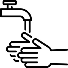 Hands washing under faucet icon - Editable Stroke SVG, fully scalable.