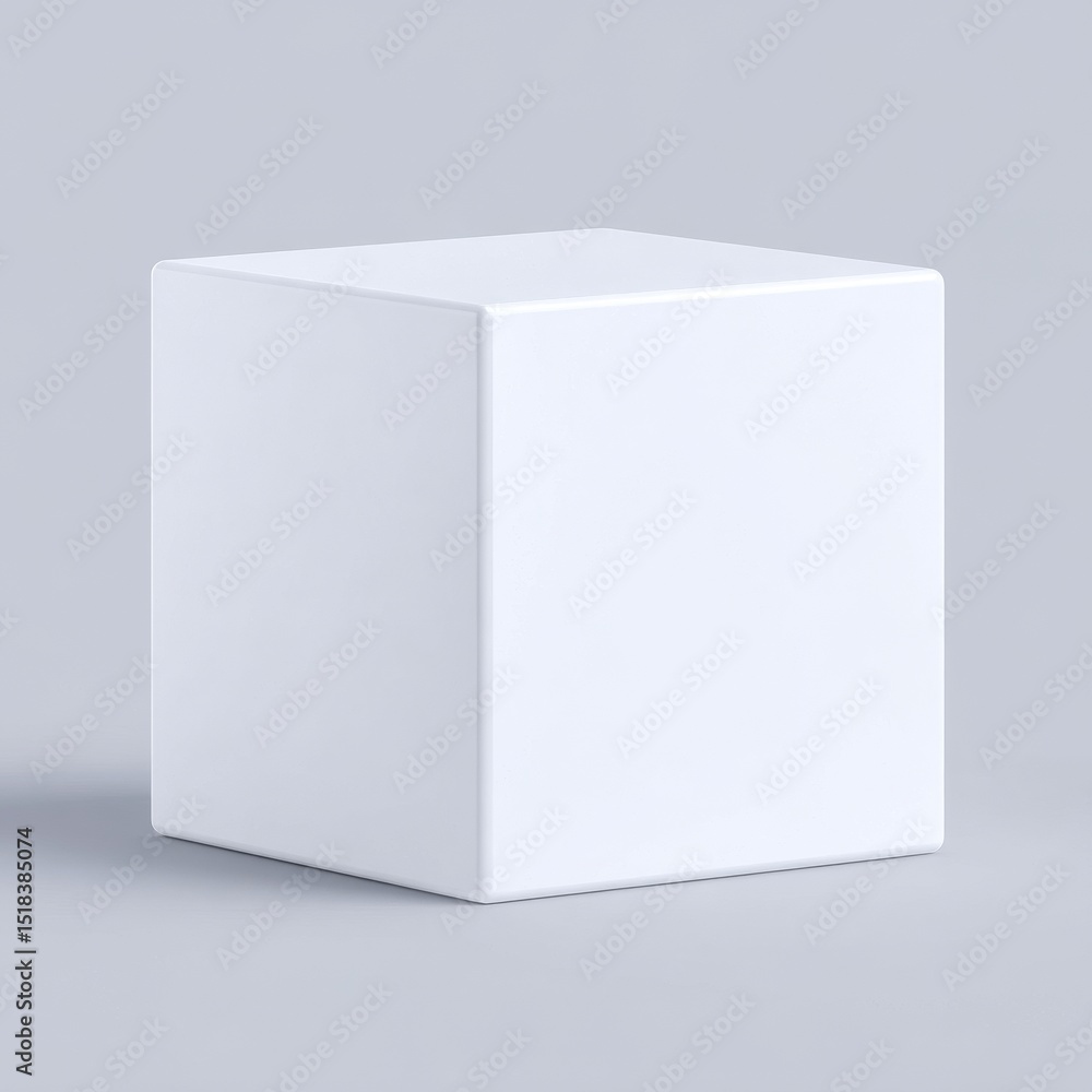 Poster a white cube podium platform is set against a 3d geometric background with a blank box product stage