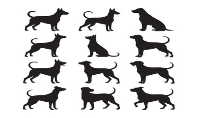 Fototapeta premium set of dogs silhouettes 