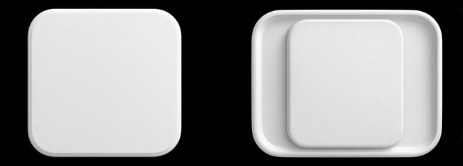 A white cube podium platform is set against a 3D geometric PNG background of a blank box product stage stand with a minimal display empty rectangle pedestal block object in perspective mockup