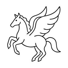 Pegasus Flat Vector Illustration Winged Horse Sleek Design Minimalistic Style. Vector image of a silhouette of a mythical creature of pegasus on a white background.