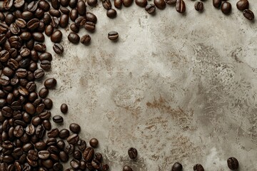 Flawless Picture of Top View Black Coffee Beans Assortment on Light Background
