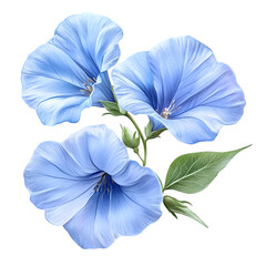 morning glory flower flower isolated on transparent background. Exotic tropical flowers.