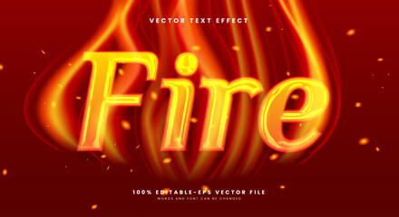Fire Chrome Style 3d editable text effect template Premium Vector