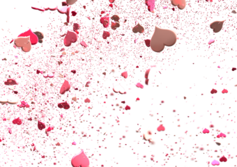 hearts on a transparent background. 3D rendering. for valentine's day and wedding. PNG Rain from hearts. in transparent PNG