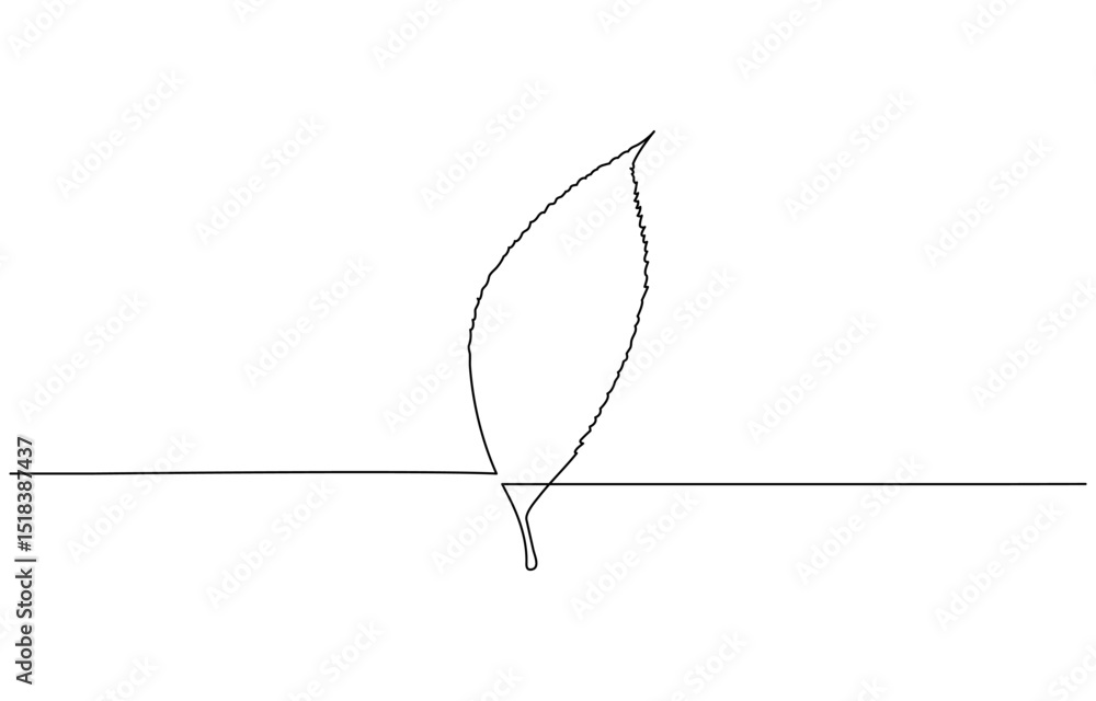 Poster One continuous line drawing of maple leaf. Maple leaf line art in autumn. Contour drawing. Minimalist Autumn leaf continuous one line drawing, Autumn leaf continuous one, A single line drawing .