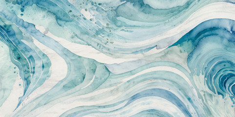 Watercolor surface ocean water wave, seamless blue water ocean wave background. Blue water ocean surfing wave