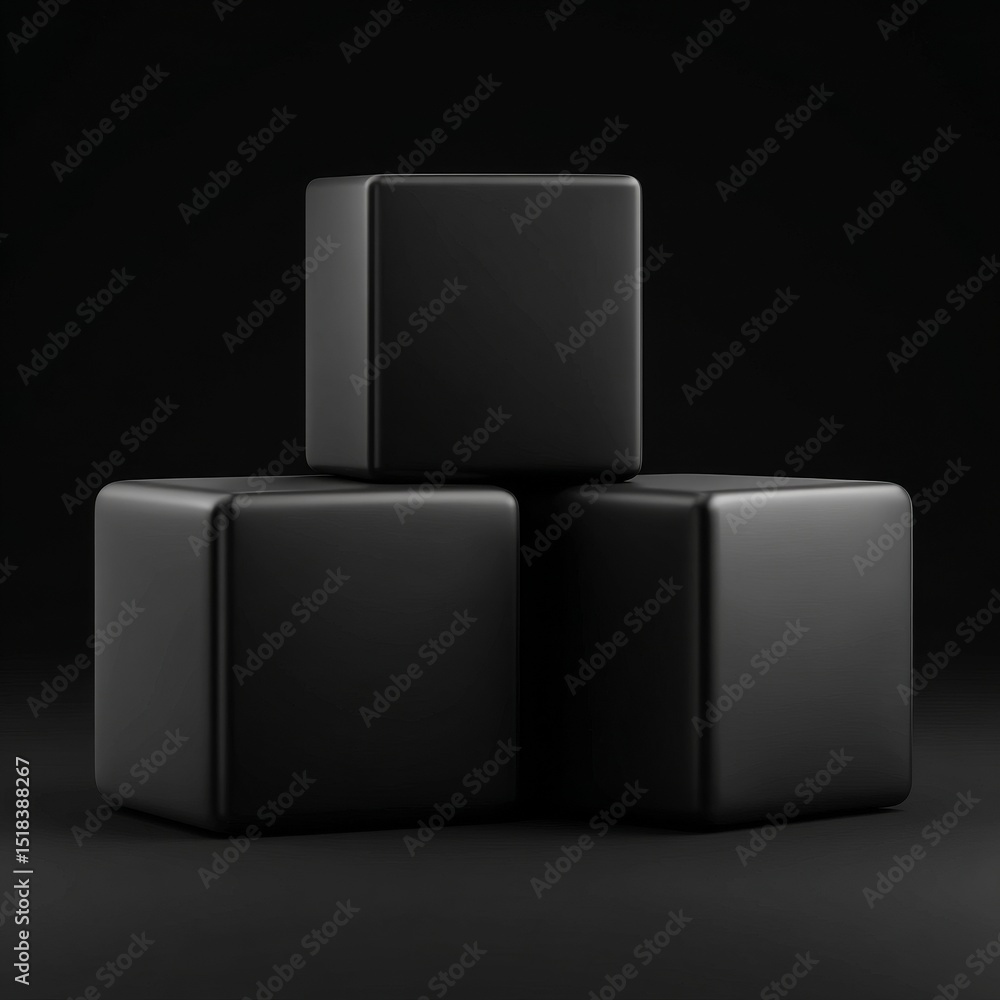 Poster luxury black podium with empty 3d background featuring a product presentation cube on a stage pedest