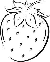 Stylized strawberry outline simple vector illustration minimalist fruit design isolated on white