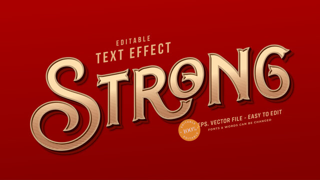 Victorian text effect, editable strong words with vintage text style.