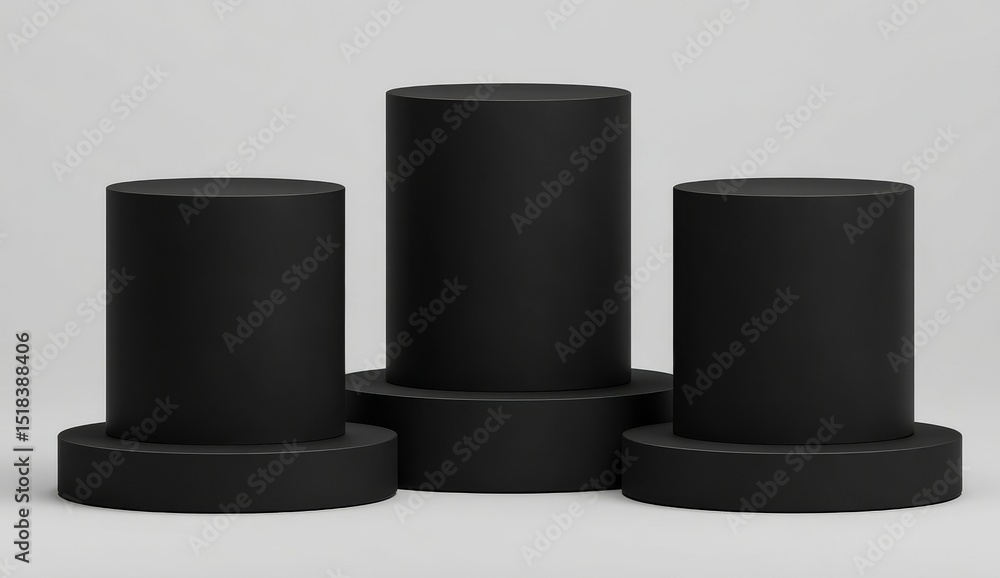 Aufkleber a black podium isolated on a transparent 3d background is used to display a png product with an adve