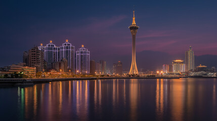 Naklejka premium Aerial view of Macau skyline.