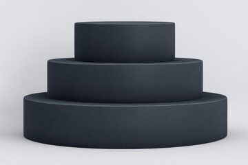 PNG Black podium is isolated on a transparent background as an empty product presentation pedestal display stand