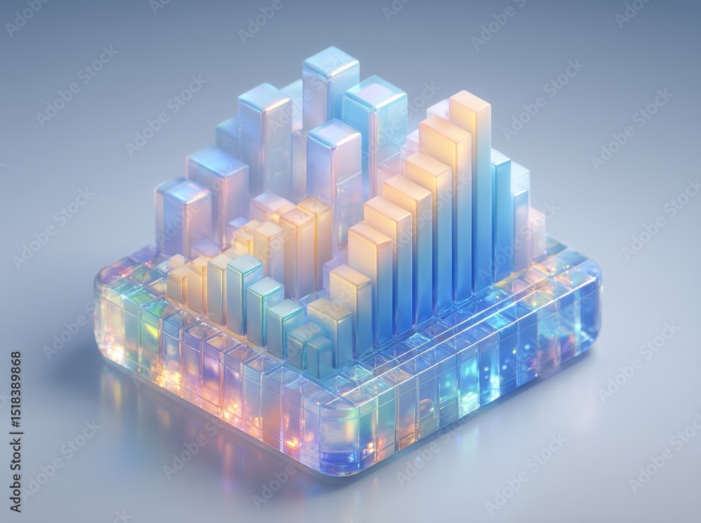 Poster digital 3d stock market analysis is provided in a transparent format using png, complete with growth