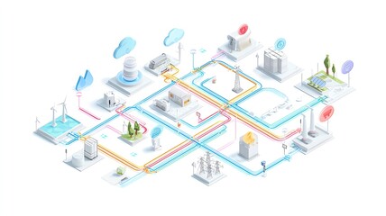 Abstract digital urban layout with pathways.