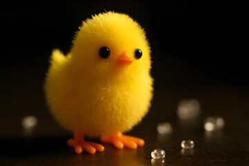 Adorable Fluffy Yellow Toy Chick | Cute Miniature Figurine Macro