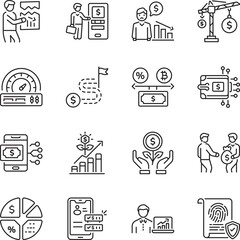 Pack of 16 Finance Linear Style Icons 

