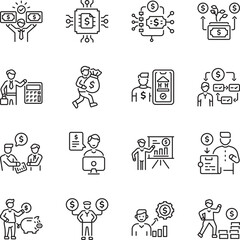 Collection of Corporate Line Style Icons 

