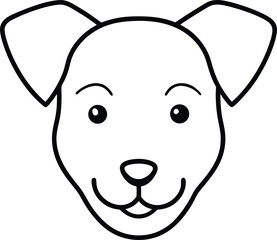 Adorable Puppy Face Simple Line Art Drawing of a Happy Dog