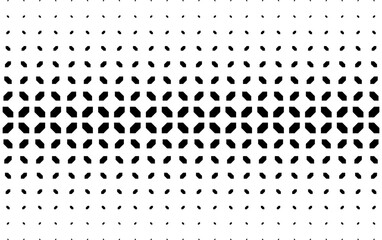Geometric pattern of black prisms on a white background.Seamless in one direction. Option with a Short fade out.The Scale transformation method.