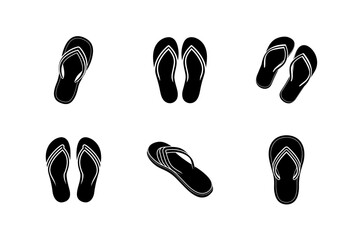 flip flop icon black linear flip flop icon isolate silhouettes vector