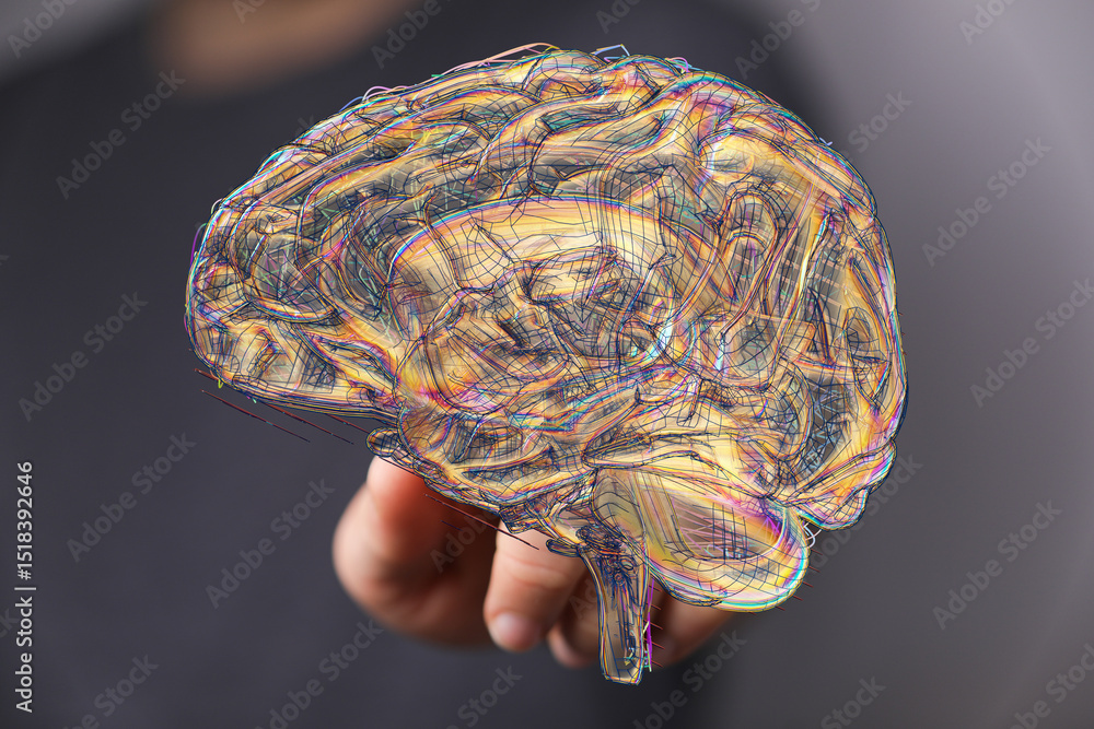 Aufkleber abstract image of a human brain, showcasing complex neural pathways and connections.
