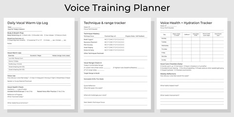 Vocal Training Planner Logbook Bundle. Vector Illustration - EPS 10