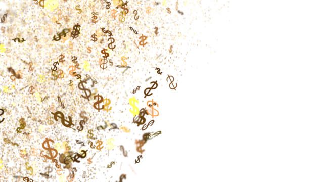 Abstract background of falling dollar signs. Perfect for finance, business, and wealth concepts.