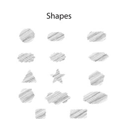 Artistic Shapes: A collection of hand-drawn shapes, showcasing various forms like circle, triangle, and star, each with unique textural details.