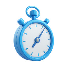 3d rendered blue stopwatch isolated on black representing time measurement and punctuality