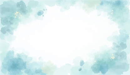 Watercolor border isolated on bleu, artistic background (2)